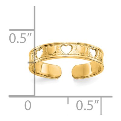 14K Yellow Gold Hearts Toe Ring – view 4