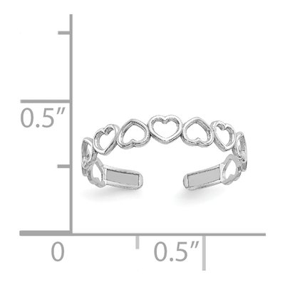 14K White Gold Open Hearts Toe Ring – view 4
