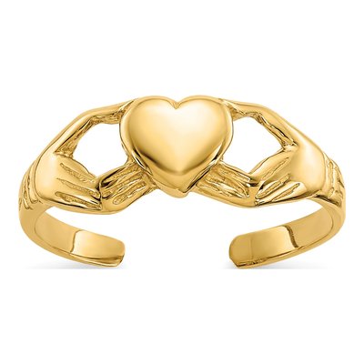 14K Yellow Gold Claddagh Toe Ring