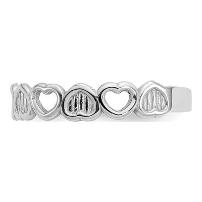 14K White Gold Hearts Toe Ring – view 5