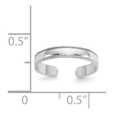 14K White Gold Adjustable Milgrain Toe Ring – view 6