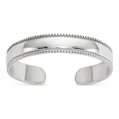 14K White Gold Adjustable Milgrain Toe Ring