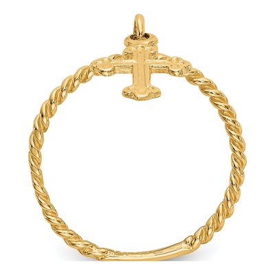 14K Yellow Gold Cross Dangle for Baby Children Ring – view 3