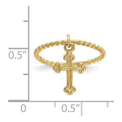 14K Yellow Gold Cross Dangle for Baby Children Ring – view 4