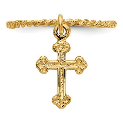 14K Yellow Gold Cross Dangle for Baby Children Ring – view 6