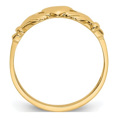 14K Yellow Gold Baby Claddagh Ring – view 3