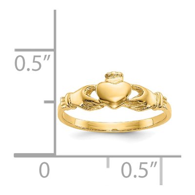 14K Yellow Gold Baby Claddagh Ring – view 4