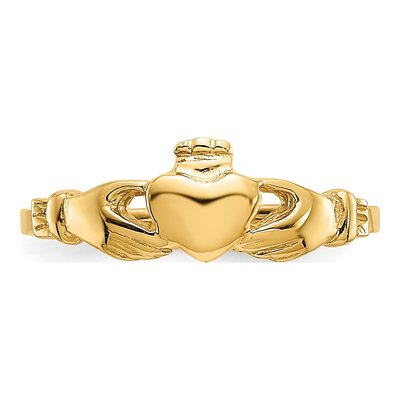 14K Yellow Gold Baby Claddagh Ring – view 6