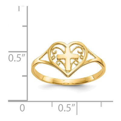14K Yellow Gold Heart Cross Ring – view 4