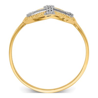 14K Two-Tone Gold Diamond Cross Filigree Ring – view 3