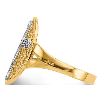 14K Two-Tone Gold Diamond Cross Filigree Ring – view 5