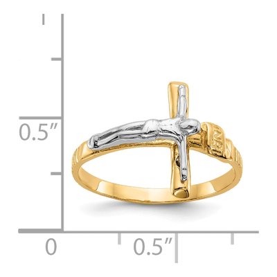 14K Two-Tone Gold INRI Crucifix Ring – view 4