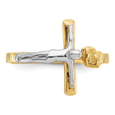 14K Two-Tone Gold INRI Crucifix Ring – view 6