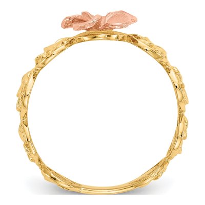 14K Two-Tone Gold Diamond-Cut Plumeria Ring – view 3