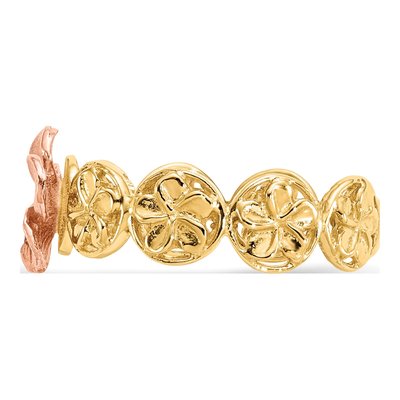 14K Two-Tone Gold Diamond-Cut Plumeria Ring – view 5