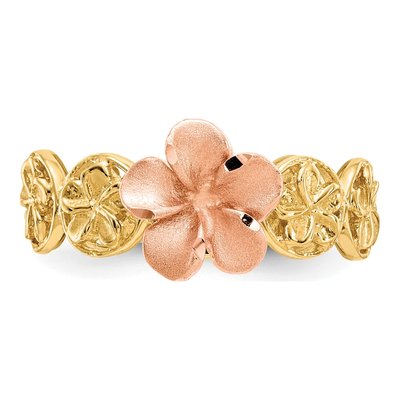 14K Two-Tone Gold Diamond-Cut Plumeria Ring – view 6