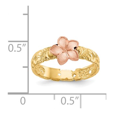 14K Two-Tone Gold Plumeria Baby Ring – view 4