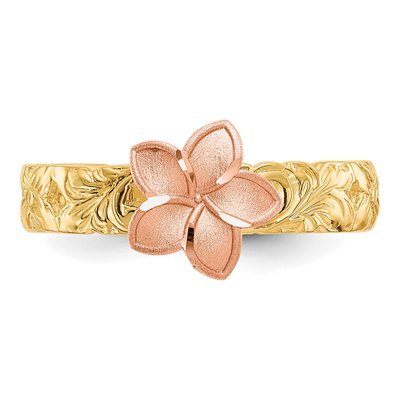 14K Two-Tone Gold Plumeria Baby Ring – view 6
