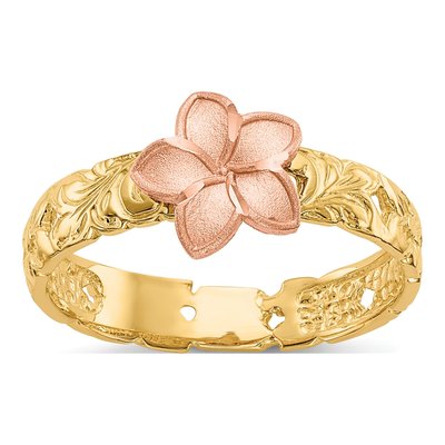 14K Two-Tone Gold Plumeria Baby Ring