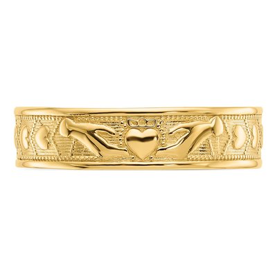 14K Yellow Gold 5mm Claddagh Band – view 6