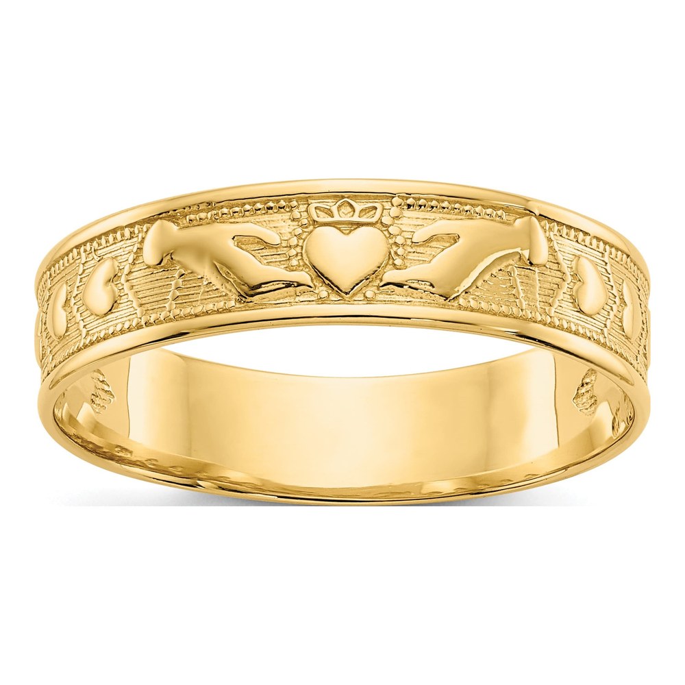 14K Yellow Gold 5mm Claddagh Band