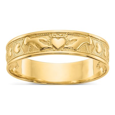 14K Yellow Gold 5mm Claddagh Band