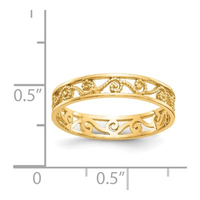14K Yellow Gold 4mm Scroll Filigree Band – view 4