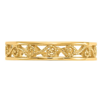 14K Yellow Gold 4mm Scroll Filigree Band – view 5