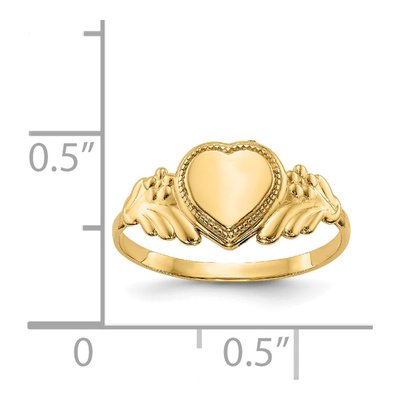 14K Yellow Gold Kids' Heart Signet Ring – view 4