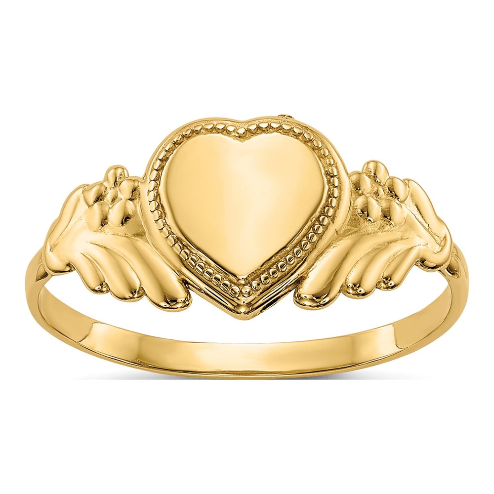 14K Yellow Gold Kids' Heart Signet Ring