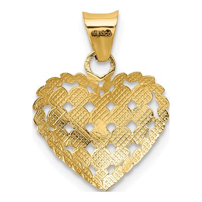 14K Yellow Gold Diamond-Cut Heart Pendant – view 4