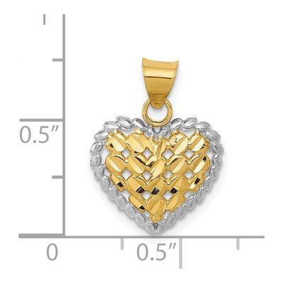 14K Yellow Gold Diamond-Cut Heart Pendant – view 5