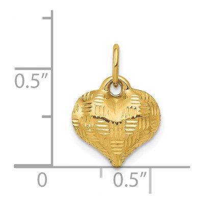 14K Yellow Gold Puffed Heart Basket Weave Pendant – view 5