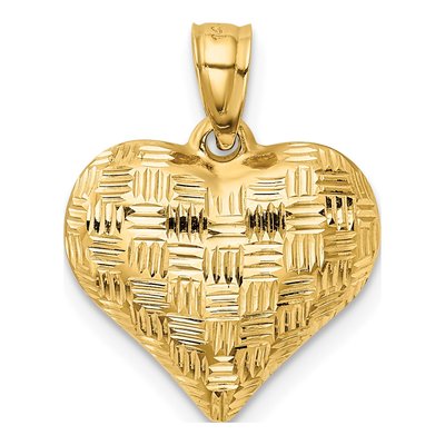 14K Yellow Gold Puffed Heart Pendant – view 4