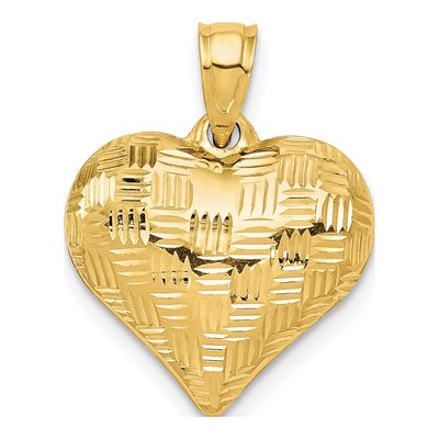 14K Yellow Gold Puffed Heart Pendant