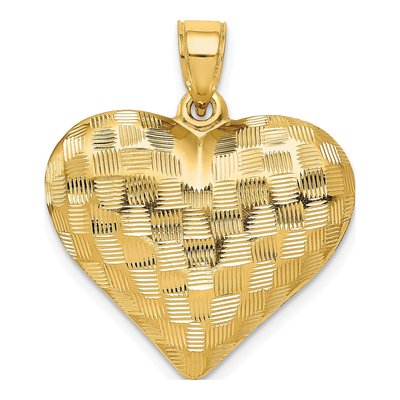 14K Yellow Gold Puffed Heart Pendant
