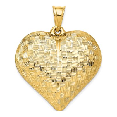 14K Yellow Gold 3-D Puffed Heart Pendant