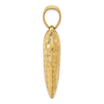 14K Yellow Gold Basket Weave 3-D Heart Pendant