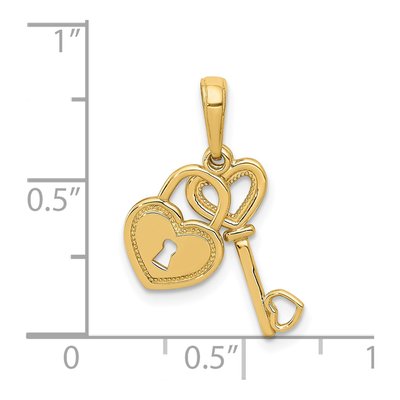14K Yellow Gold Heart Key Lock Pendant – view 4