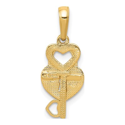 14K Yellow Gold Heart Key Lock Pendant – view 5
