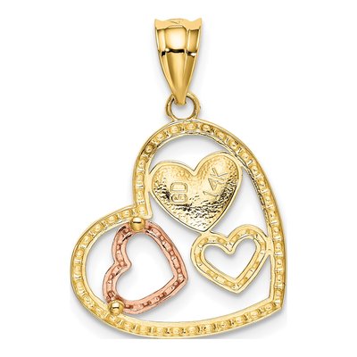 14K Two-Tone Gold Hearts Pendant – view 4