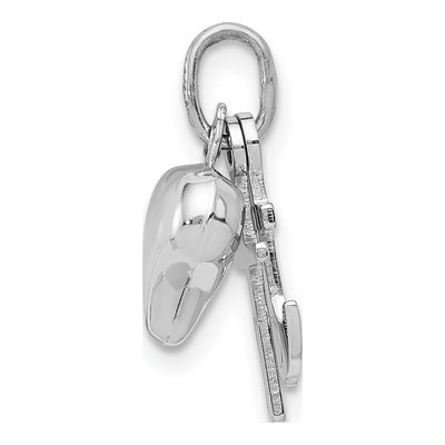 14K White Gold 3D Heart Cross Anchor Pendant – view 3