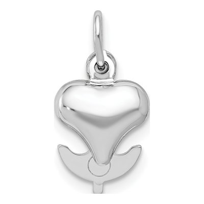 14K White Gold 3D Heart Cross Anchor Pendant – view 5