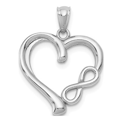 14K White Gold Infinity Heart Pendant