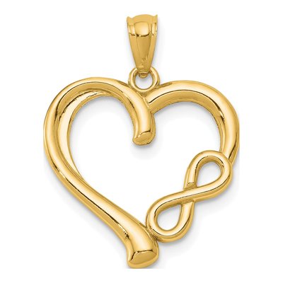 14K Yellow Gold Infinity Heart Pendant