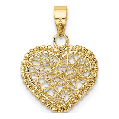 14K Yellow Gold Open Wire Heart Pendant – view 4