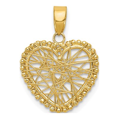 14K Yellow Gold Open Wire Heart Pendant