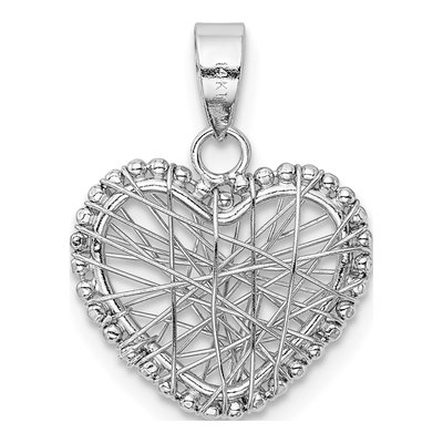 14K White Gold Open Wire Heart Pendant – view 4