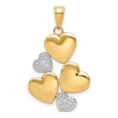 14K Yellow Gold Hearts Pendant