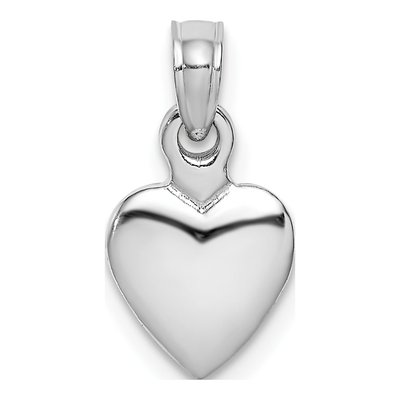 14K White Gold 3-D Heart Pendant